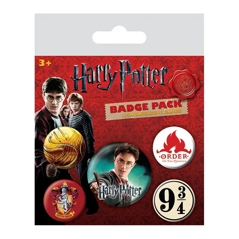 Harry Potter pack 5 badges Gryffindor | 5050293804866