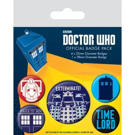 Doctor Who pack 5 badges Exterminate | 5050293804965