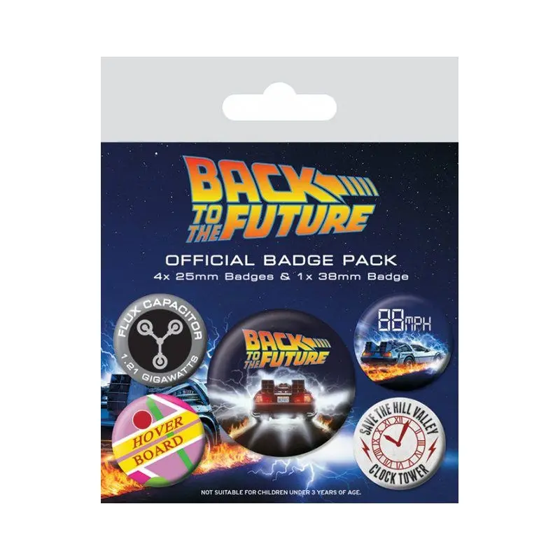 Retour vers le Futur pack 5 badges DeLorean | 5050293805597