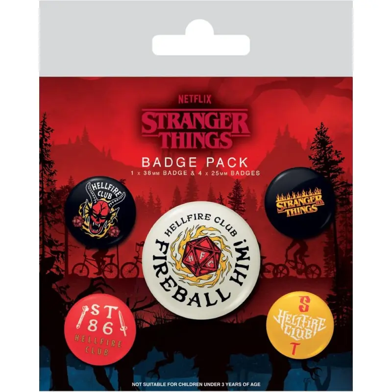 Stranger Things 4 pack 5 badges Hellfire Club | 5050293807249