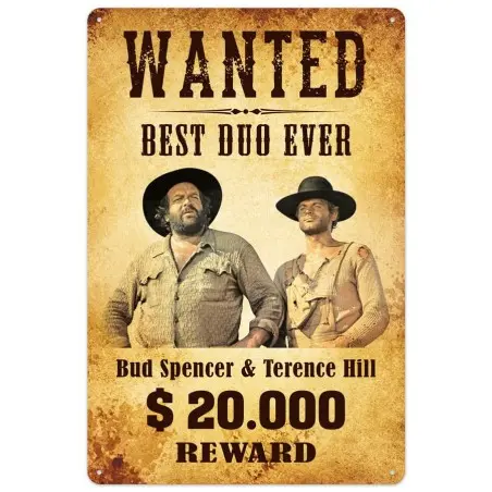 Bud Spencer & Terence Hill panneau métal Wanted 20 x 30 cm | 4250778167672