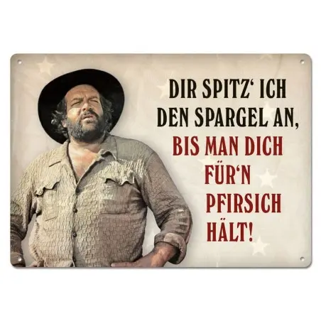 Bud Spencer panneau métal Dir spitz' ich den Spargel an,... 10 x 15 cm | 4250778167771