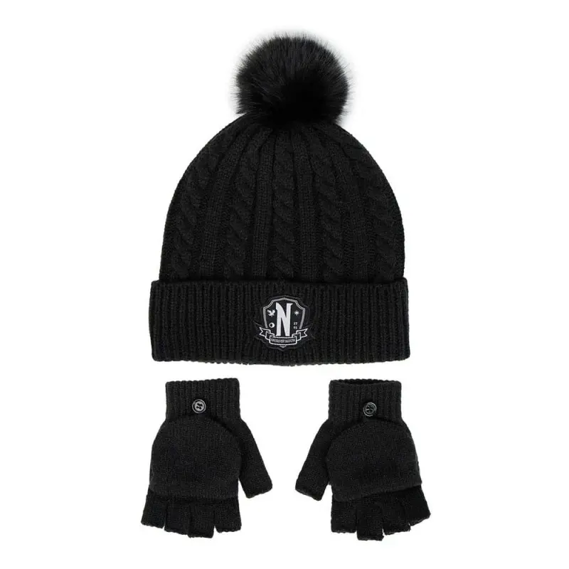 Wednesday set bonnet & mitaines enfant Nervermore | 8445484403541
