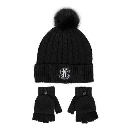 Wednesday set bonnet & mitaines enfant Nervermore | 8445484403541