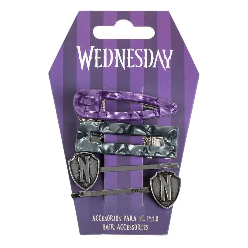 Wednesday pack 4 accessoires pour cheveux Pruple & Black | 8445484436853