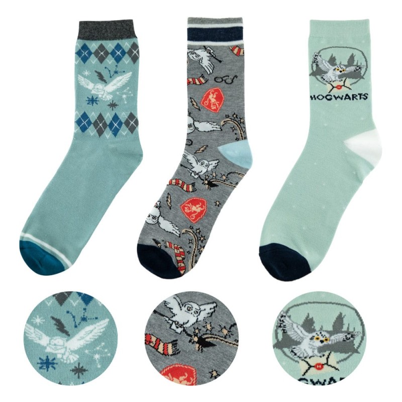 Harry Potter pack 3 paires de chaussettes Hedwig | 4895205611221