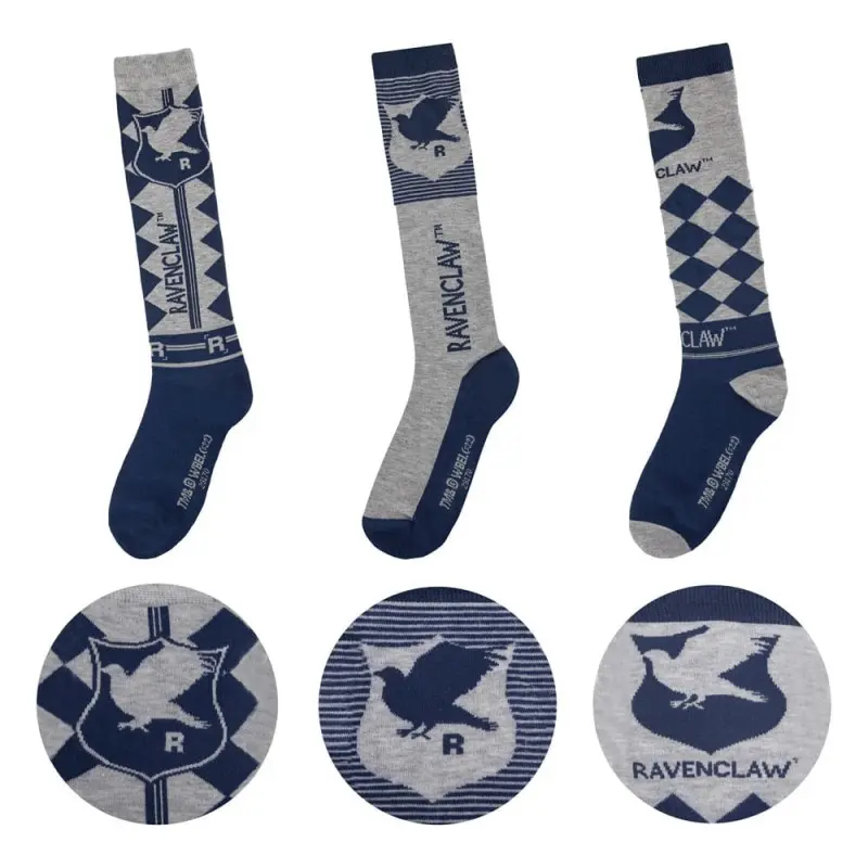 Harry Potter pack 3 paires de chaussettes à genoux Serdaigle | 4895205609235