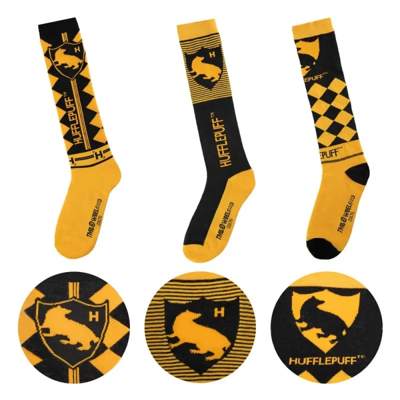 Harry Potter pack 3 paires de chaussettes à genoux Poufsouffle | 4895205609242