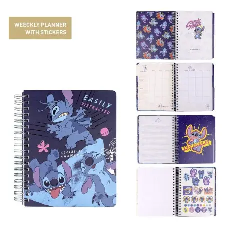 Lilo & Stitch agenda semainier avec autocollants Stitch Easily Distracted  | 8445484310795