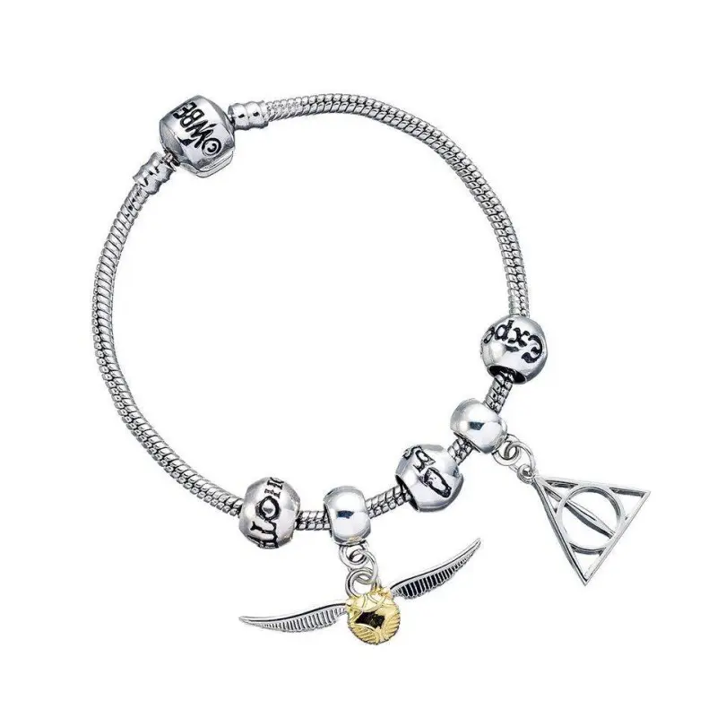 Harry Potter bracelet pour breloques plaqué argent Charm Set Deathly Hallows/Snitch/3 Spell Beads | 5055583422706