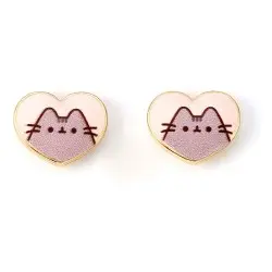 Pusheen boucles d´oreilles Stud Pink and Gold Heart