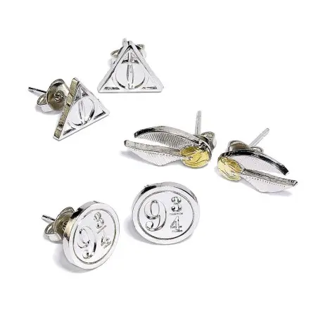Harry Potter pack 3 boucles d'oreille Snitch/Deathly Hallows/Platform 9 3/4 (plaquées argent) | 5055583412110
