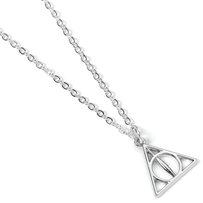 Harry Potter pendentif et collier plaqués argent Deathly Hallows 
