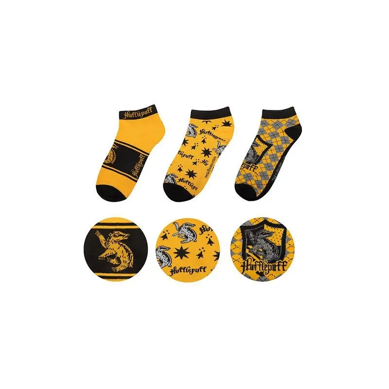 Harry Potter pack 3 paires de socquettes Hufflepuff | 4895205606654