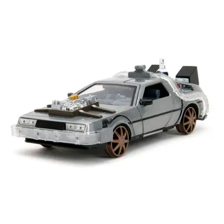 Retour vers le Futur III DeLorean Time Machine Railroad Wheels 1/24 métal Hollywood Rides | 0801310349960