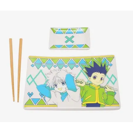 Hunter x Hunter Plaque Sushi et baguettes ensemble en céramique Gon & Killua | 0841092158374