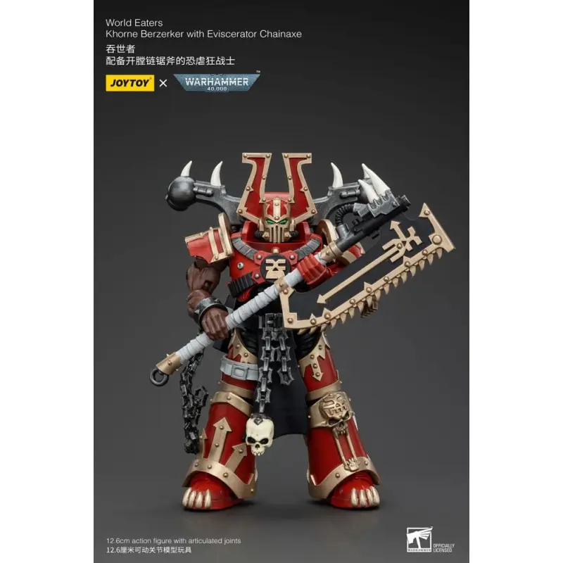 Warhammer 40k figurine 1/18 World Eaters Khorne Berzerker with Eviscerator Chainaxe 13 cm           | 6927054400553