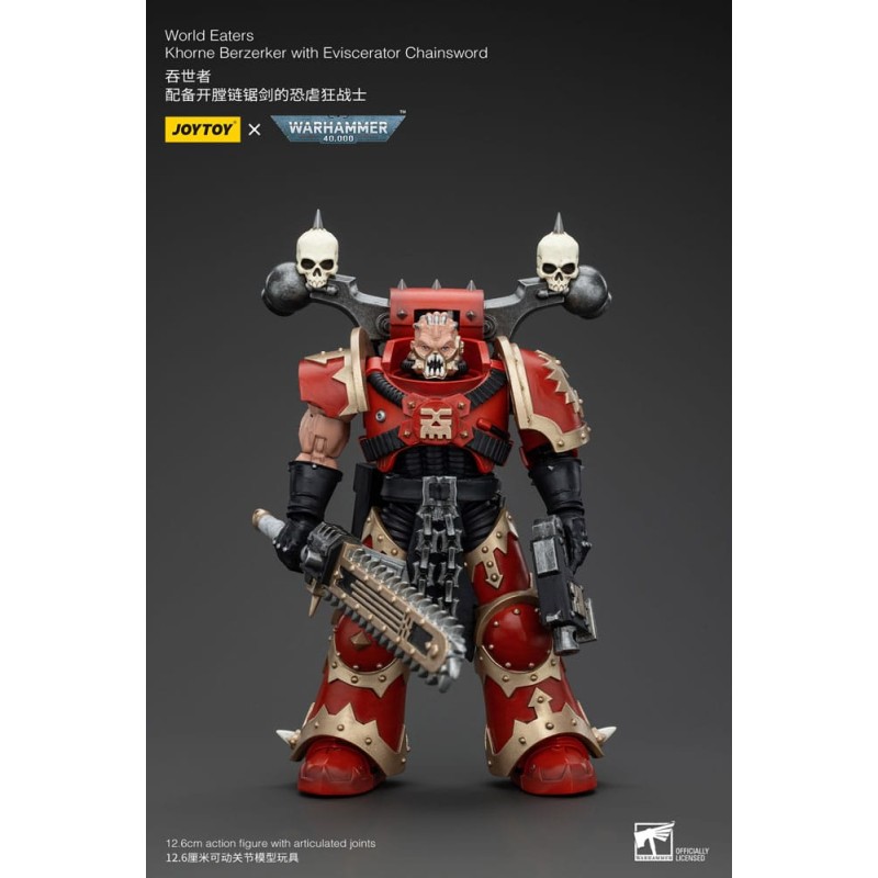 Warhammer 40k figurine 1/18 World Eaters Khorne Berzerker with Eviscerator Chainsword 13 cm          