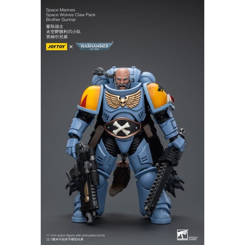 Warhammer 40k figurine 1/18 Space Marines Space Wolves Claw Pack Brother Gunnar 12 cm | 6973130372719