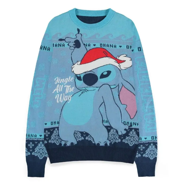 Lilo & Stitch Sweatshirt Christmas Jumper Stitch Blue (M) | 8718526214154