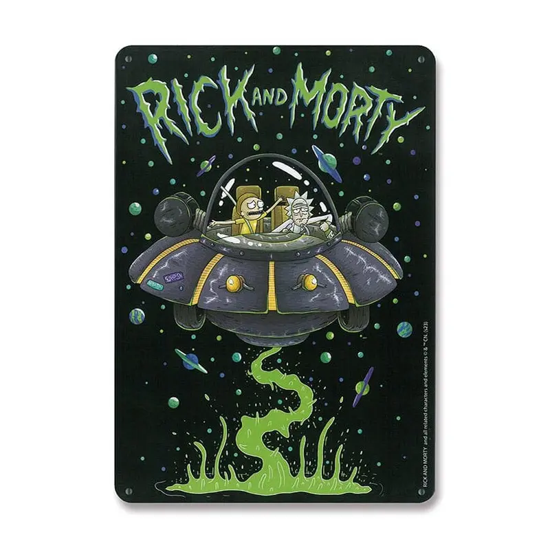 Rick & Morty panneau métal Spaceship 15 x 21 cm | 4045846407664