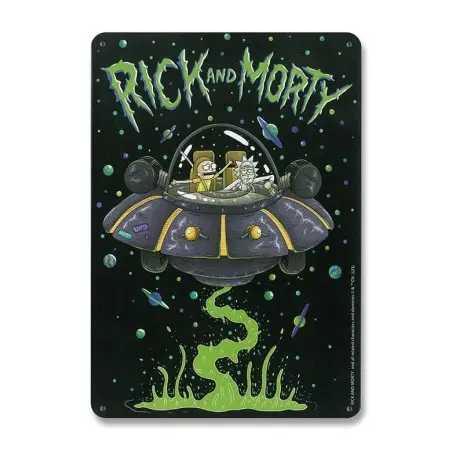 Rick & Morty panneau métal Spaceship 15 x 21 cm | 4045846407664