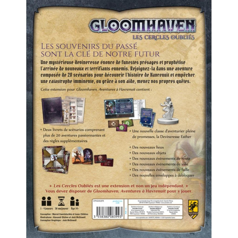 jeu : Gloomhaven - Ext. Les Cercles Oubliés
éditeur : Cephalofair Games
version française