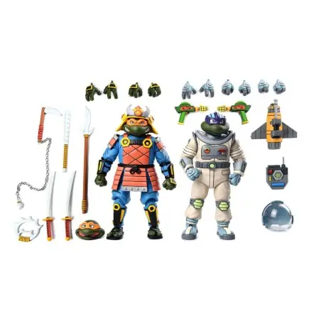 Tortues Ninja (Cartoon) pack 2 figurines Space Adventure & Samurai Turtles 18 cm       | 0634482543450