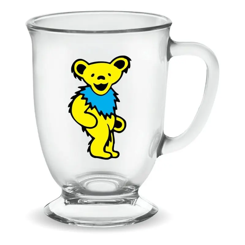 Grateful Dead: Yellow Dancing Bear 16oz Glass Cafe Mug | 0674449032023