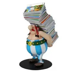 Asterix statuette Collectoys Obelix pile d'albums 21 cm