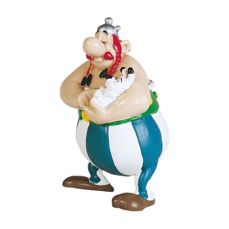 Astérix figurine Obelix tenant Idéfix 8 cm