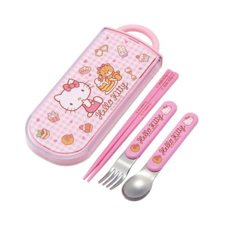 Hello Kitty set baguettes et cuilerre et fourchette Sweety pink