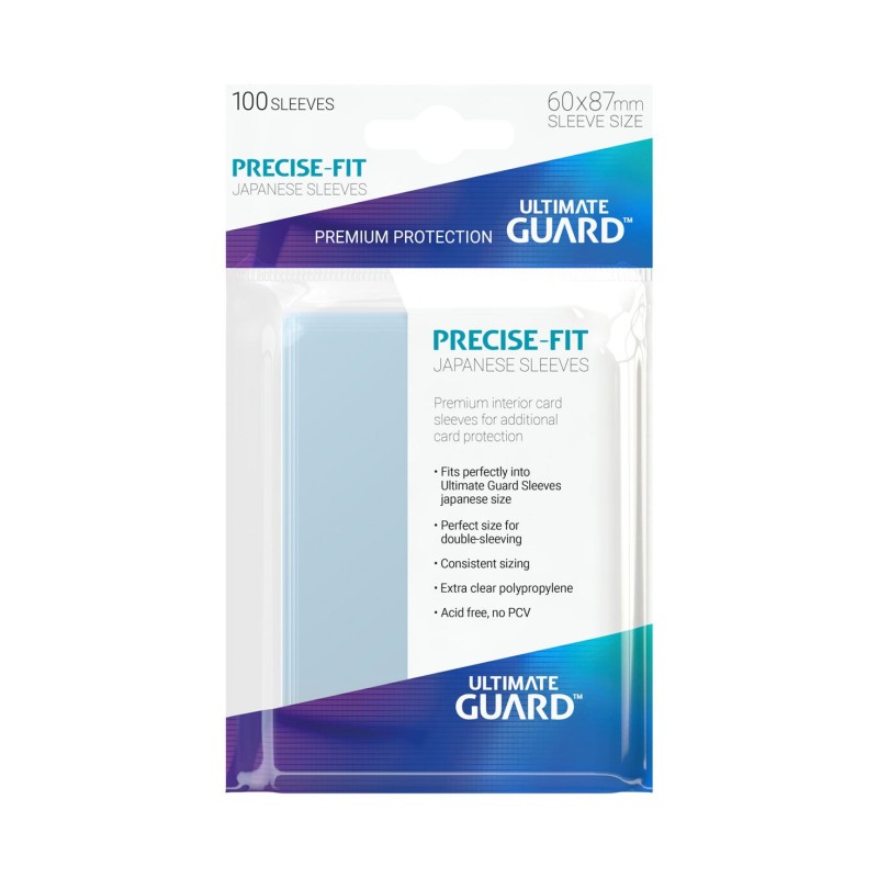 Ultimate Guard 100 pochettes Precise-Fit Sleeves format japonais Transparent