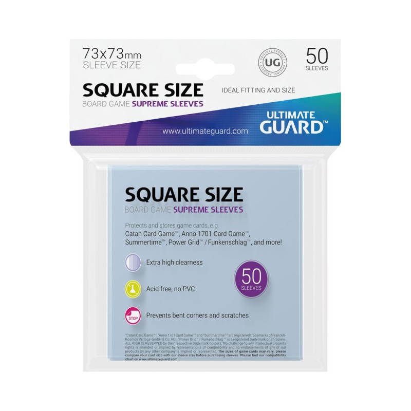 Ultimate Guard 50 pochettes Supreme Sleeves jeux de plateau au format carré