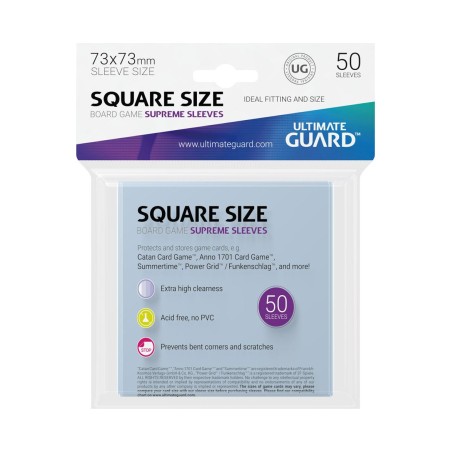 Ultimate Guard 50 pochettes Supreme Sleeves jeux de plateau au format carré