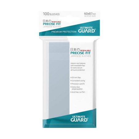 Ultimate Guard 100 pochettes refermables Precise-Fit Sleeves format japonais Transparent