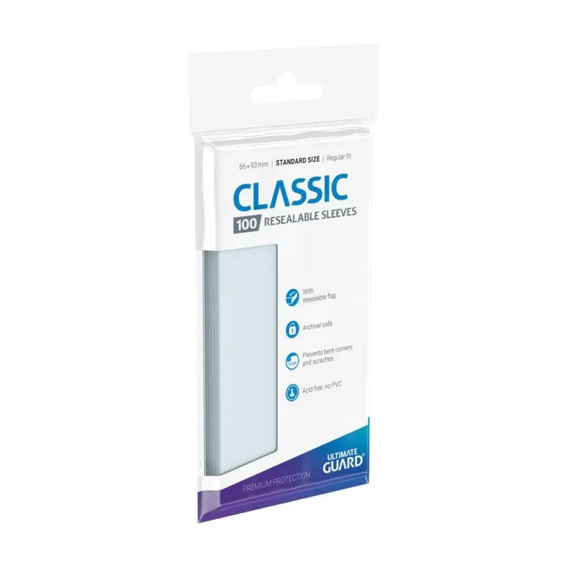 Ultimate Guard 100 pochettes refermables Classic Sleeves taille standard Transparent | 4056133013222