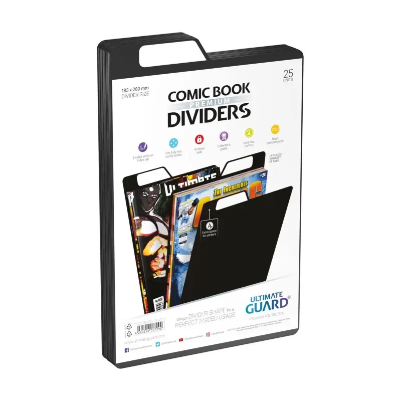 Ultimate Guard 25 intercalaires pour Comics Premium Comic Book Dividers Noir | 4260250077290