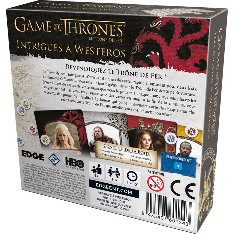 Spel: Game of Thrones: Intriges in Westeros
Uitgever: Edge Entertainment / Fantasy Flight Games
Engelse versie