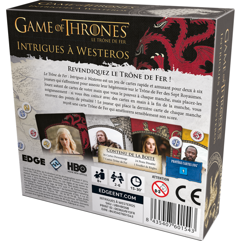 jeu : Game of Thrones : Intrigues à Westeros
éditeur : Edge Entertainment / Fantasy Flight Games
version française