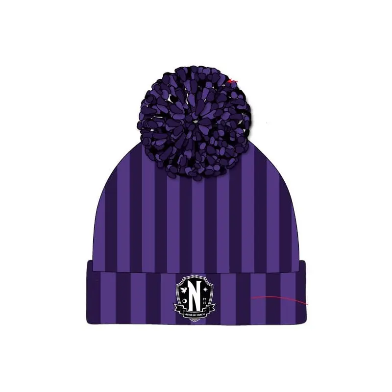 Wednesday bonnet Pom-Pom Nevermore Logo | 5056688575663