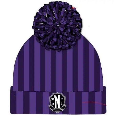 Wednesday bonnet Pom-Pom Nevermore Logo | 5056688575663