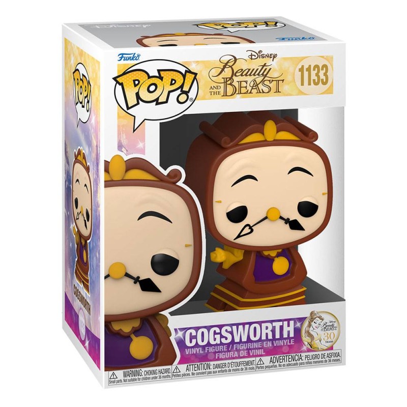 La Belle et la Bête Figurine POP! Movies Vinyl Cogsworth 9 cm