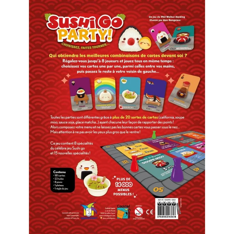 Spel: Sushi Go Party!
Uitgever: Cocktail Games
Engelse versie