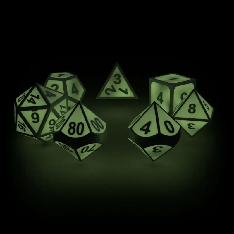 Oakie Doakie Dice dés RPG-Set Metal Glow in the Dark - Druid's Blaze (7) | 4056133701488