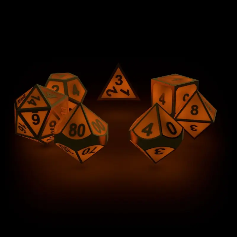 Oakie Doakie Dice dés RPG-Set Metal Glow in the Dark - Golden Princess (7) | 4056133701495