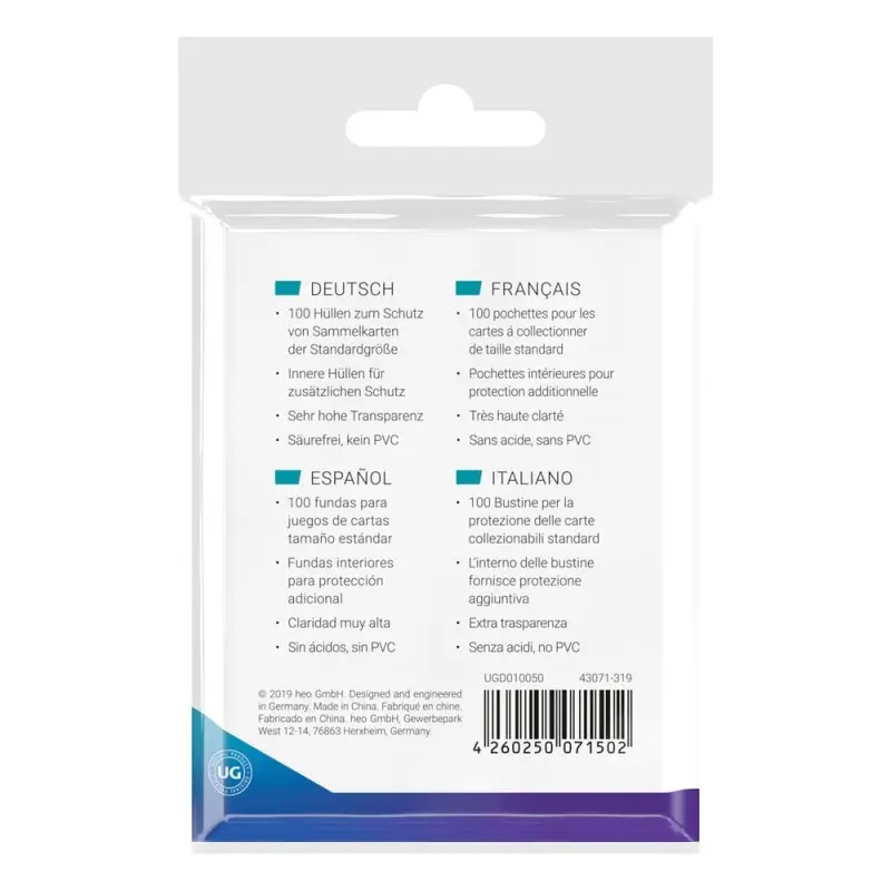 Ultimate Guard 100 pochettes Precise-Fit Sleeves taille standard Transparent | 4260250071502