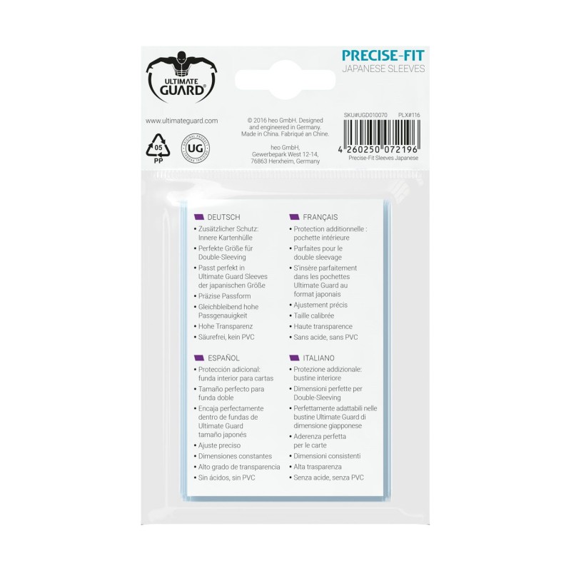 Ultimate Guard 100 pochettes Precise-Fit Sleeves format japonais Transparent