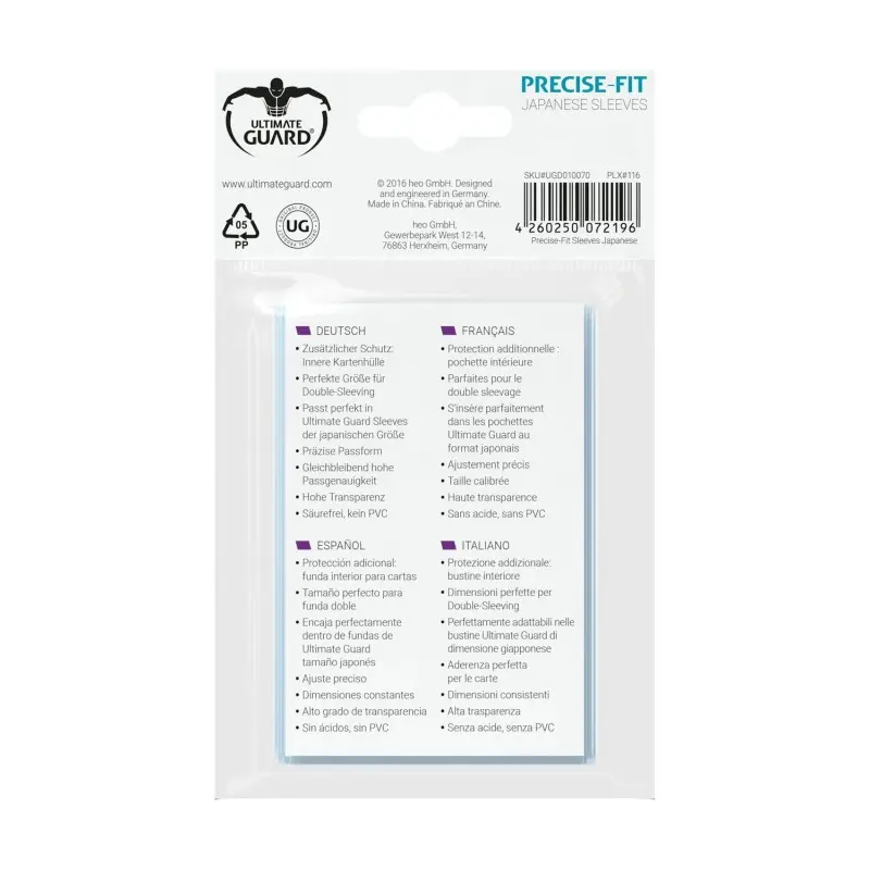 Ultimate Guard 100 pochettes Precise-Fit Sleeves format japonais Transparent | 4260250072196