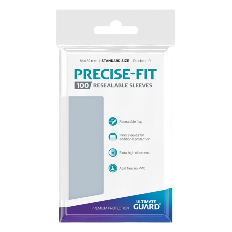 Ultimate Guard 100 pochettes refermables Precise-Fit Sleeves taille standard Transparent